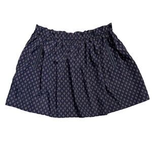 Mango Casual A-line‎ Mini Skirt Pockets Navy Geometric Print Size Large